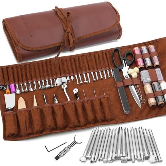 Leather Craft Tools Leather Working Tools Kit with Custom Storage Bag Leather - Picture 1 of 6